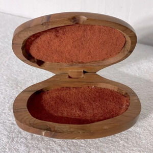 Vintage Carved Wood Felt Lined Trinket Box Jewelry Box  Rosary Box